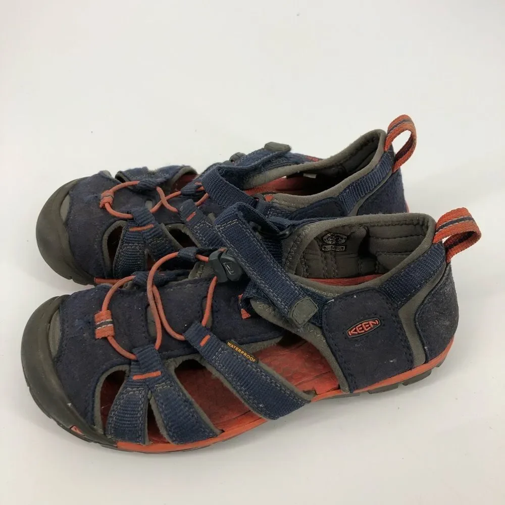 Keen Sandals Boys Size‎ 3 Navy Blue Orange Waterproof